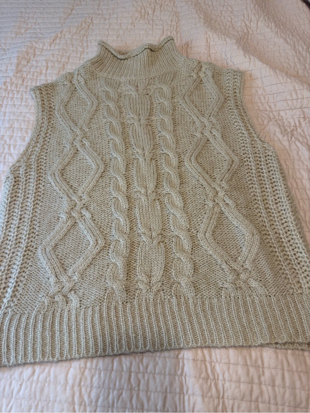 Mock neck cable knit sweater